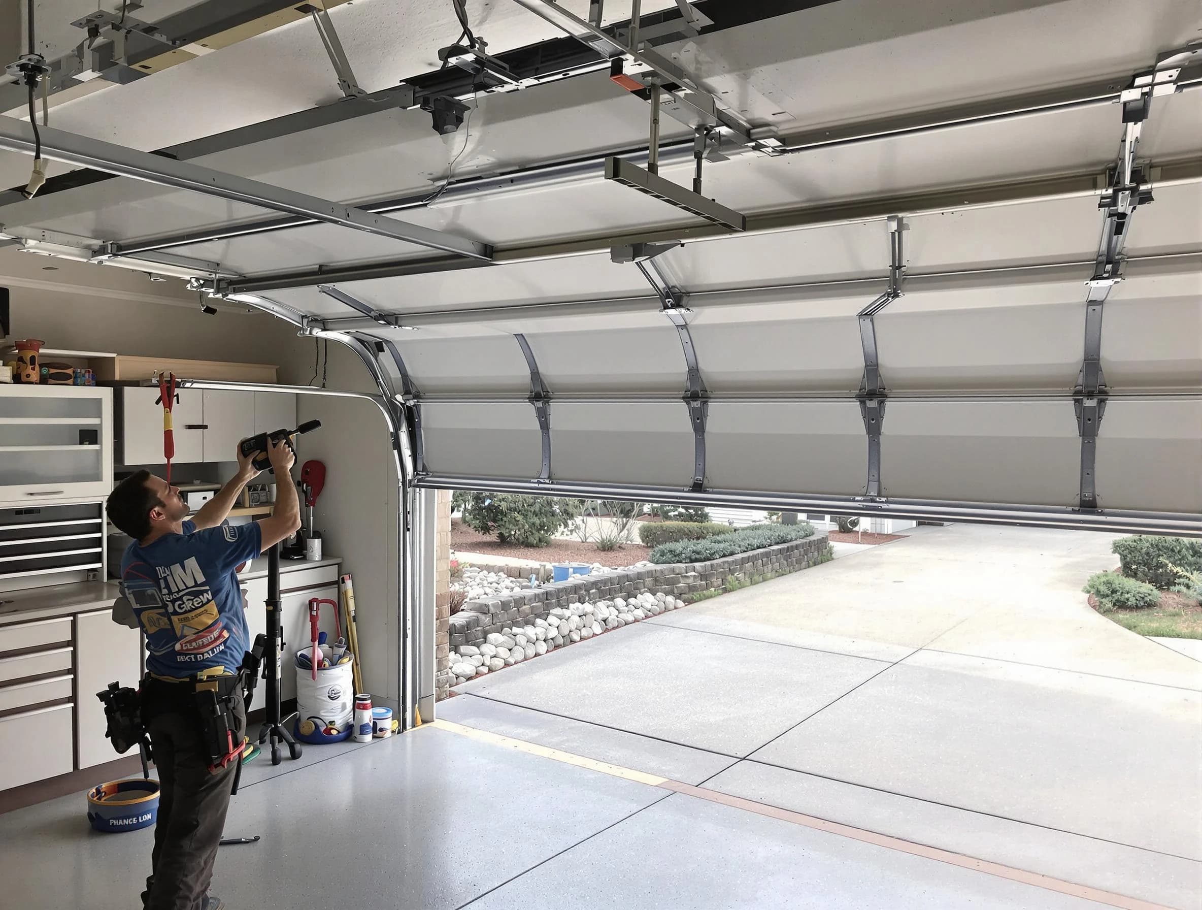 Garage door track repair service by Washington Garage Door Repair in Washington