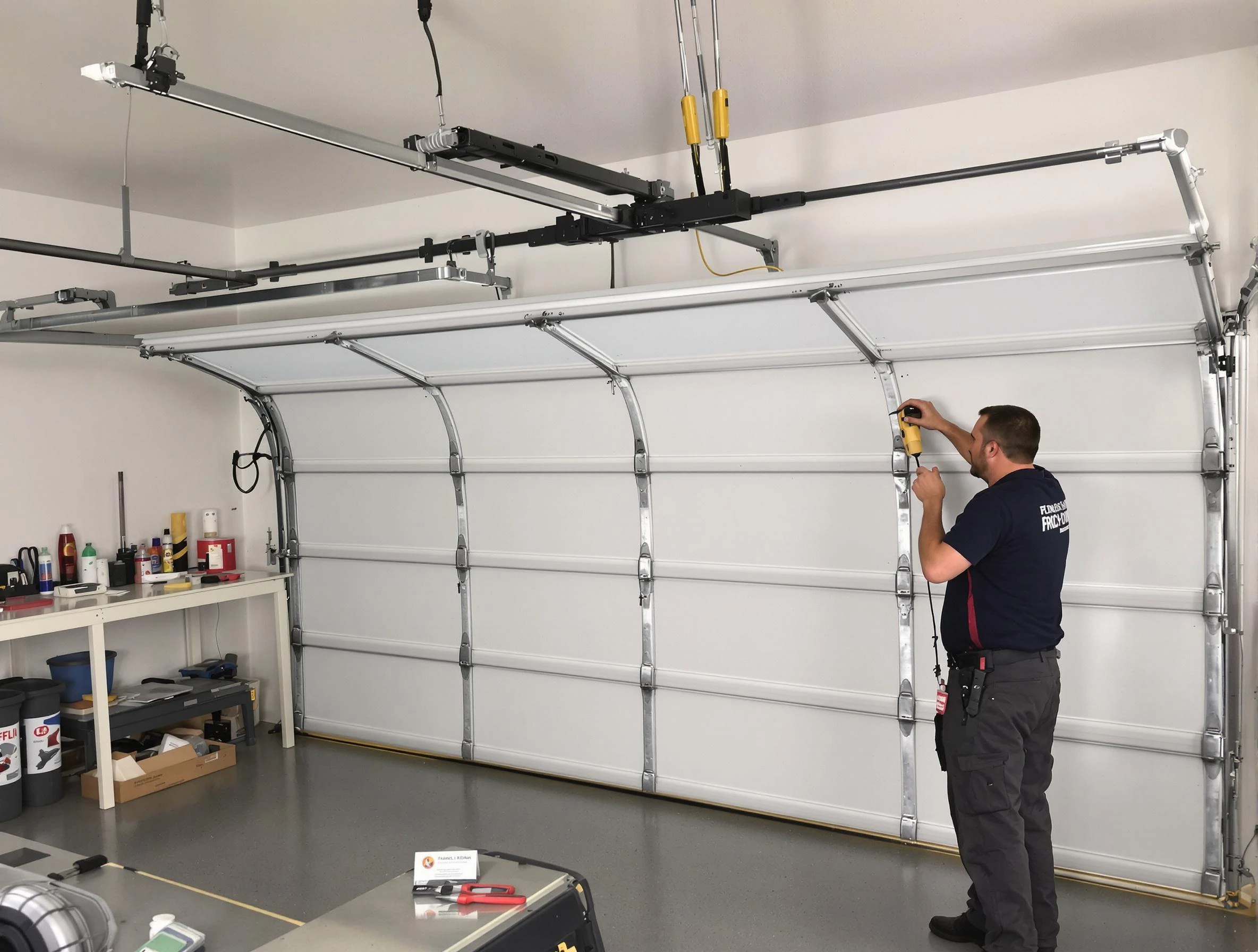 Washington Garage Door Repair certified technician performing overhead door system repair in Washington