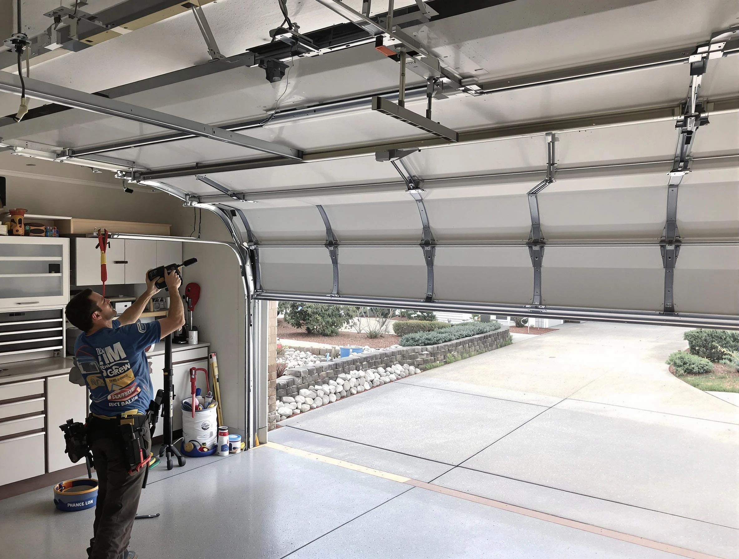 Garage door track repair service by Washington Garage Door Repair in Washington
